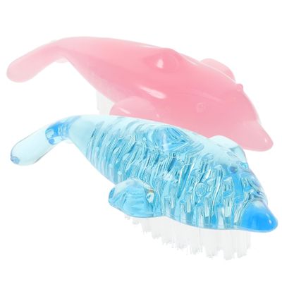 Gatuida 4pcs Dolphin Nail Brush Flexible Nail Surface Cleaning Tool Portable Manicure Instrument and Dust Removal Random Colors