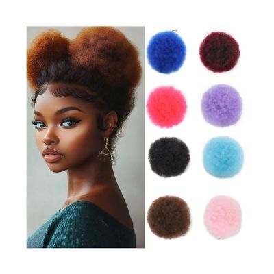 LPOCIKZADEC Messy bun hair piece, Short Afro Puff Synthetic Hair Bun Wig for Women & Kids, Kinky Curly,Hair bun wig(Light green)