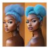 LPOCIKZADEC Messy bun hair piece, Short Afro Puff Synthetic Hair Bun Wig for Women & Kids, Kinky Curly,Hair bun wig(Light green) view 2