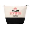 Personalized Makeup Bag Custom Travel Organizer Cosmetic Pouch for Women Toiletry Bag Accessories Storage Gift (Hello Sixteen) view 1