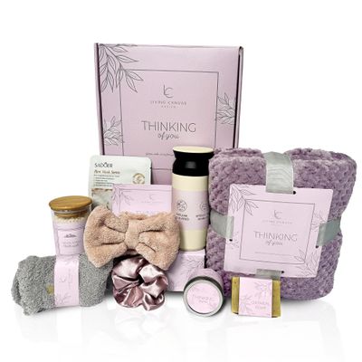 Self Care Gifts for Women 11 Piece, Womens Get Well Gifts for Mom Girlfriend Wife Daughter, Womens Spa Gifts Baskets With Bath Salts, Oatmeal Soap, Blanket, Encouraging Inspirational Gift Basket, Lav