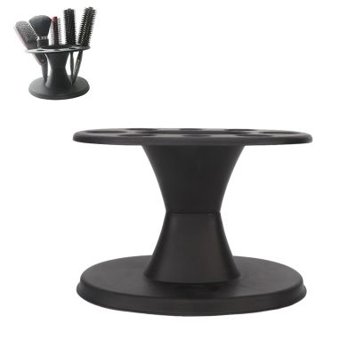 Versatile Hair Brush Holder with 8 SizeAdjustable Slots for Salon and Home Use Plastic Rack Display Stand for Hair Styling Accessories Black (Black)