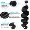 12A Body Wave Bundles Human Hair 16 Inch 1 Bundle Human Hair 100% Unprocessed Brazilian Virgin Hair Quick Weave Bundles Real Human Hair Extensions Natural Black view 3