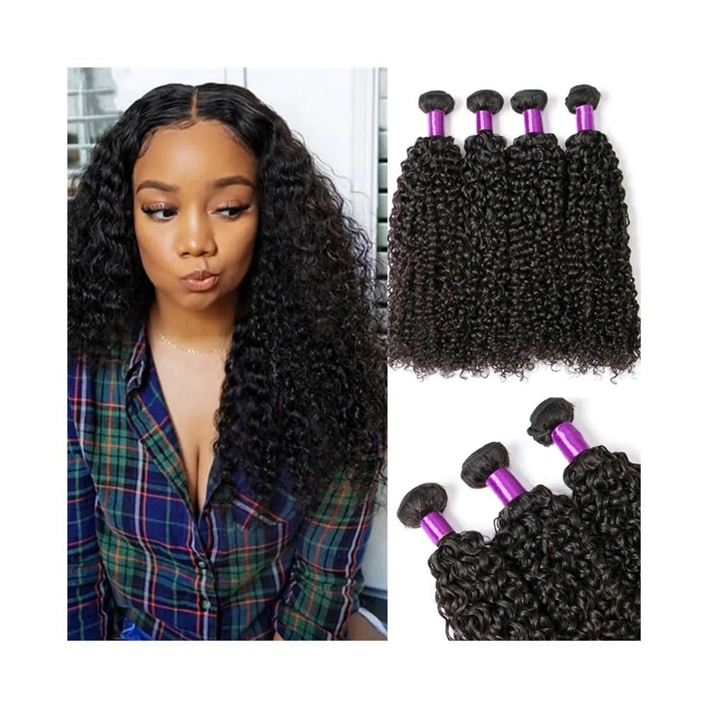 WANGHAI2024M Hair Extensions Raw Indian Kinky Curly 1 3 4 Bundles Remy Human Hair 8-40Inch Natural Hair Extensions Hair Wave Bundles(34inches)