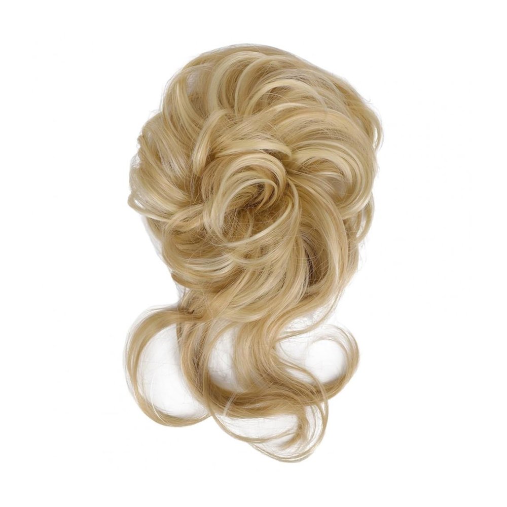 FYorbitH Hair Bun Hair Wig High-Resilience Elastic Band Easy Care Anti-Slip Breathable Dress Up Natural Look Heat-Friendly Chignon Wig for Party Scrunchies(Golden)