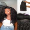 LUVME Invisible Clip ins Hair Extensions Deep Kinky Curly Real Human Hair Remy Hair Clip ins for Women, Natural Human Hair,24 inch 2 Pack 220g 12Pcs, Natural Black view 1