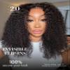 LUVME Invisible Clip ins Hair Extensions Deep Kinky Curly Real Human Hair Remy Hair Clip ins for Women, Natural Human Hair,24 inch 2 Pack 220g 12Pcs, Natural Black view 2