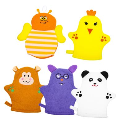Abaodam 5Pcs Bath Mitt Cotton Washcloths for Boy Girl Adorable Fruit-Shaped Body Scrubbing Gloves with Soft Texture and Rich Bubbles Lightweight and Compact Bath Supplies for Gentle Exfoliation