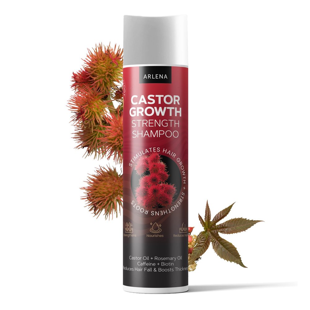 Arlena Castor Oil Shampoo for Hair Growth  Thickening & Strengthening Shampoo with Biotin, Rosemary & Caffeine  for Women & Men  12 fl oz