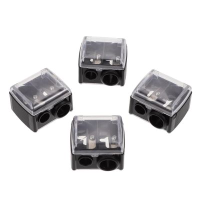 Gatuida 4pcs Dual Hole Eyeliner and Lipstick Sharpener Cosmetic Tool for Pencils Lightweight Makeup Accessory Practical Design Shavings Collector Random Lid
