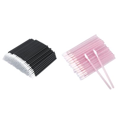 50Pcs Disposable Lip Gloss Wands, Portable and No-Clean Lipstick Applicator,100PCS Glitter Crystal Lip Brush
