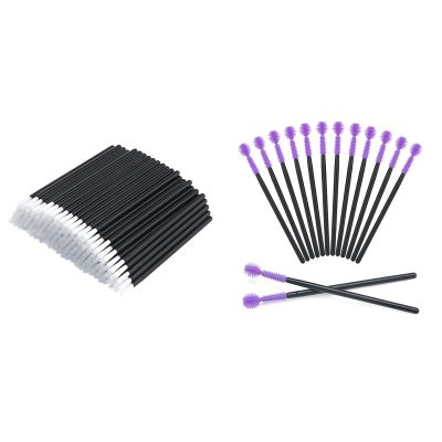 50Pcs Disposable Lip Gloss Wands,50PCS Silicone Eyelash Brushes
