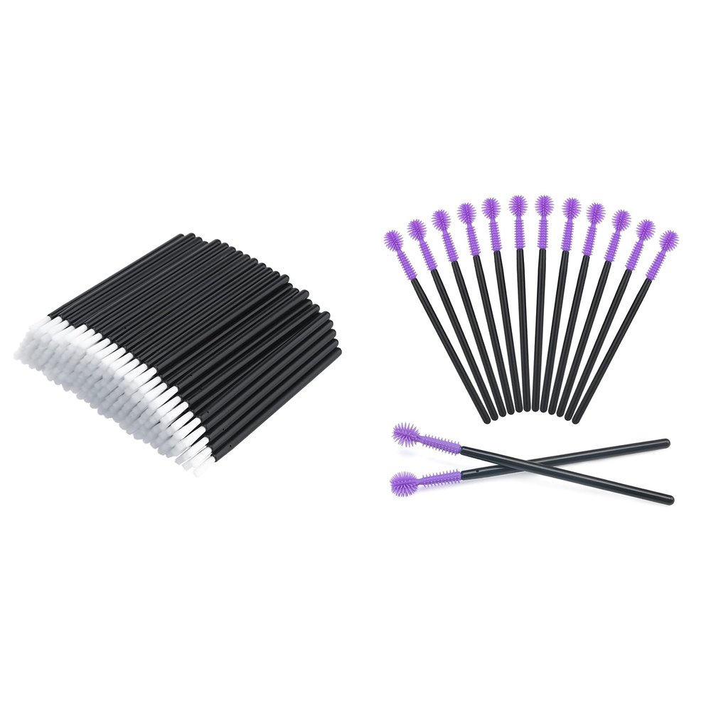 50Pcs Disposable Lip Gloss Wands,50PCS Silicone Eyelash Brushes
