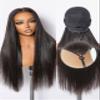 Frodio Drawstring Wigs Glueless Human Hair 6x4 Lace Front Wigs Silky Straight Lace Frontal Wig Pre Cut Plucked Lace Frontal 24 Inches Natural Black view 1