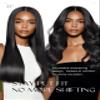Frodio Drawstring Wigs Glueless Human Hair 6x4 Lace Front Wigs Silky Straight Lace Frontal Wig Pre Cut Plucked Lace Frontal 24 Inches Natural Black view 4