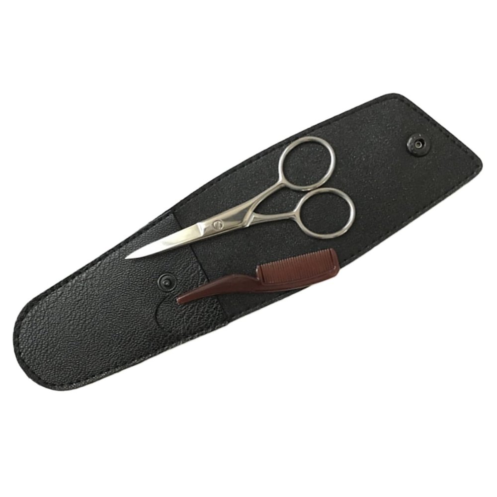 SHERCHPRY Professional Beard Grooming Eyebrow Scissors Set Cutting Scissors Stainless Steel Black Kit