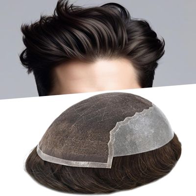 Hair Wonders Mens Hairpiece Remy Human Hair Toupee For Men Swiss Lace Mens Hair System Protesis Capilar Men Toupee 7X10#2Darkest Brown 120% Density