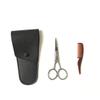 Healeved 1set Stainless Steel Beard Scissors and Eyebrow Trimmer Kit with Comb Grooming Tool for Men for Home and Barber Shop Use Includes Portable Storage Bag view 3