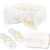 CIEHER Bride To Be Gift Set - Bride Spa Headband & Slippers, Makeup Bag, Bridal Gifts for Bachelorette Party Favors Bridal Shower Wedding Day view 1