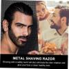PartyKindom 2pcs Men's Manual Razor Barber Finger Shaver for Beard Sideburns Fine Hair view 2
