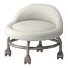 ZOCWJK Rolling Footstool with Backrest and Wheels for Easy Mobility Short Seat Stool with Swivel Caster Wheels and PU Leather Upholstery Compact White Foot Stool for H(White view 1