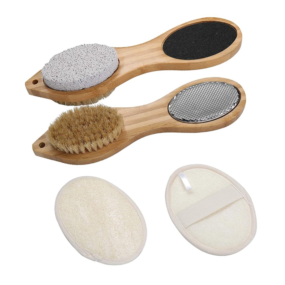 Gogogmee Foot Spa Pedicure Tools Set 4pc Foot Rubbing Board Pumice Stone Brush Exfoliating Board for Home Spa Use