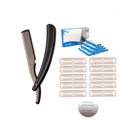 Barber Straight Edge Razors for Men with 100PCS Double Edged Blades equal 200PCS Single Edged Blades