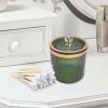 Teruyol Vanity Makeups Organizer, Swab Holder Canister with Lid, Multifunctional Cosmetics Jar, Makeup Pads Container for Desktop Household Restroom, Green view 4