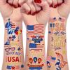 110Pcs 4th of July Temporary Tattoos, 4 Sheets Patriotic Party Face Body Decorations, USA Flag Independence Day 4th of July Temporary Tattoo Stickers for Kids Adults, Fourth of July Temporary Tattoos view 2