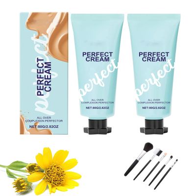2PCS All-Over Complexion Perfector, Long-Lasting CC Cream Foundation, Waterproof Transfer-Resistant Skin Tint, Waterproof And Sweat Resistant Makeup Holding Concealer For All Skin Types80g/2.82fl.oz