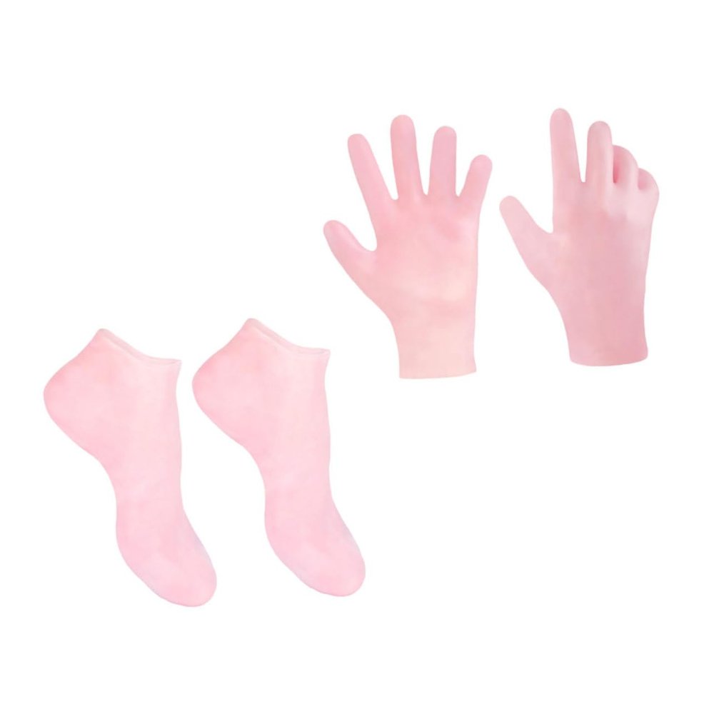 Gatuida 1set Moisturizing Exfoliating Sock and Glove Set for Soft Hands and Feet Care Pink Socks Gloves Hydrating Treatment for Dry Cracked Skin