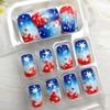 24Pcs American Independence Day Press on Nails Square Medium Fake Nails with Red Blue White Gradient Star Designs Artificial Nail 4th of July Full Cover Stick on Nails for Women and Girls view 4