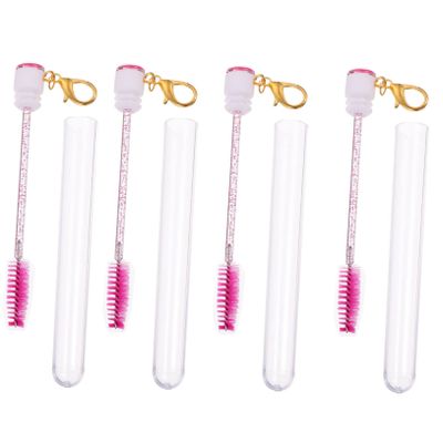 ELAYARD 4pcs Portable Eyelash Brush Tubes Keychain Reusable Mascara Wands for Eyebrow Makeup Eyelash Brushes for Travel and Daily Use for Beginners and Makeup Artists
