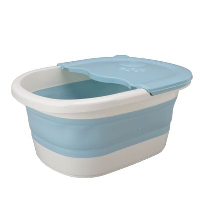 Yinhing Foot Soaker Tub, Foot Bath Foldable Washing Basin, Multifunction Soaking Tub, Bath Bucket Soaking Basin with Handle for Adult Children (Blue)