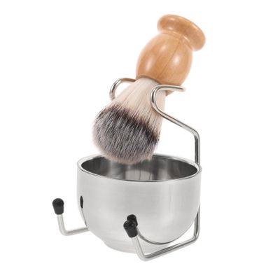ERINGOGO Shaving Brush Men Stainless Steel Bowl Stand Ergonomic Handle Soft Bristles Complete Grooming Kit for Comfortable Shaving
