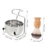 ERINGOGO Shaving Brush Men Stainless Steel Bowl Stand Ergonomic Handle Soft Bristles Complete Grooming Kit for Comfortable Shaving view 2