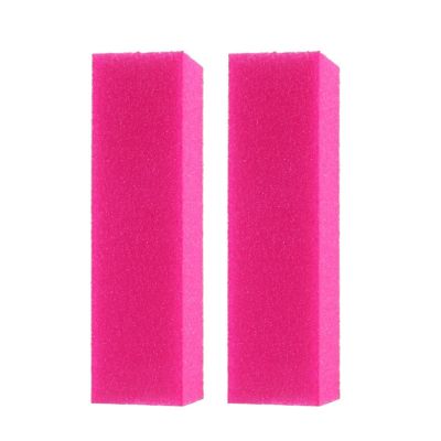 2Pcs Nail Buffer Blocks, 4 Sided Sponge Buffering Blocks for Acrylic, Natural Nail Cares, Professional Manicure(Neon Pink)
