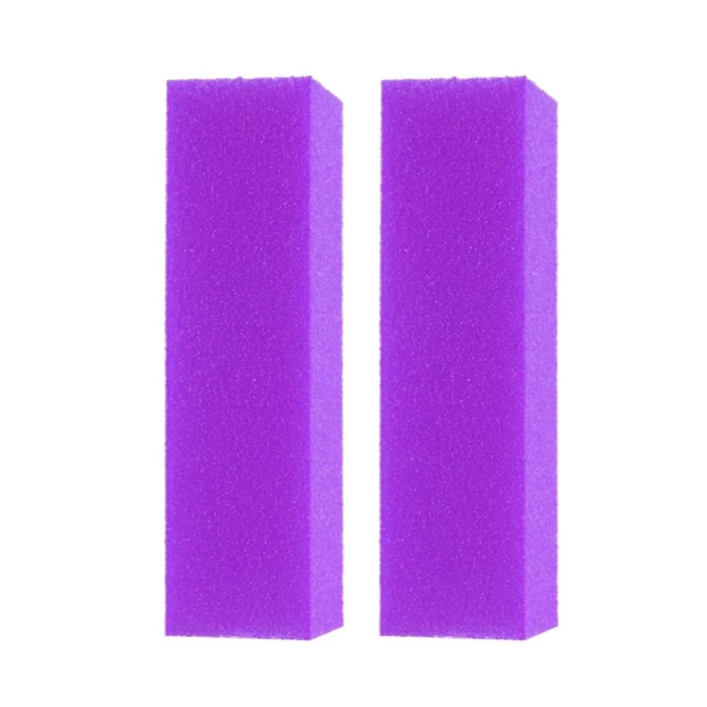 2Pcs Nail Buffer Blocks, 4 Sided Sponge Buffering Blocks for Acrylic, Natural Nail Cares, Professional Manicure(Neon Purple)