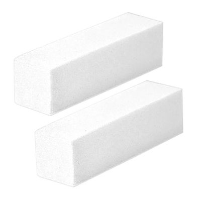 2Pcs Nail Buffer Blocks, 4 Sided Sponge Buffering Blocks for Acrylic, Natural Nail Cares, Professional Manicure(White)