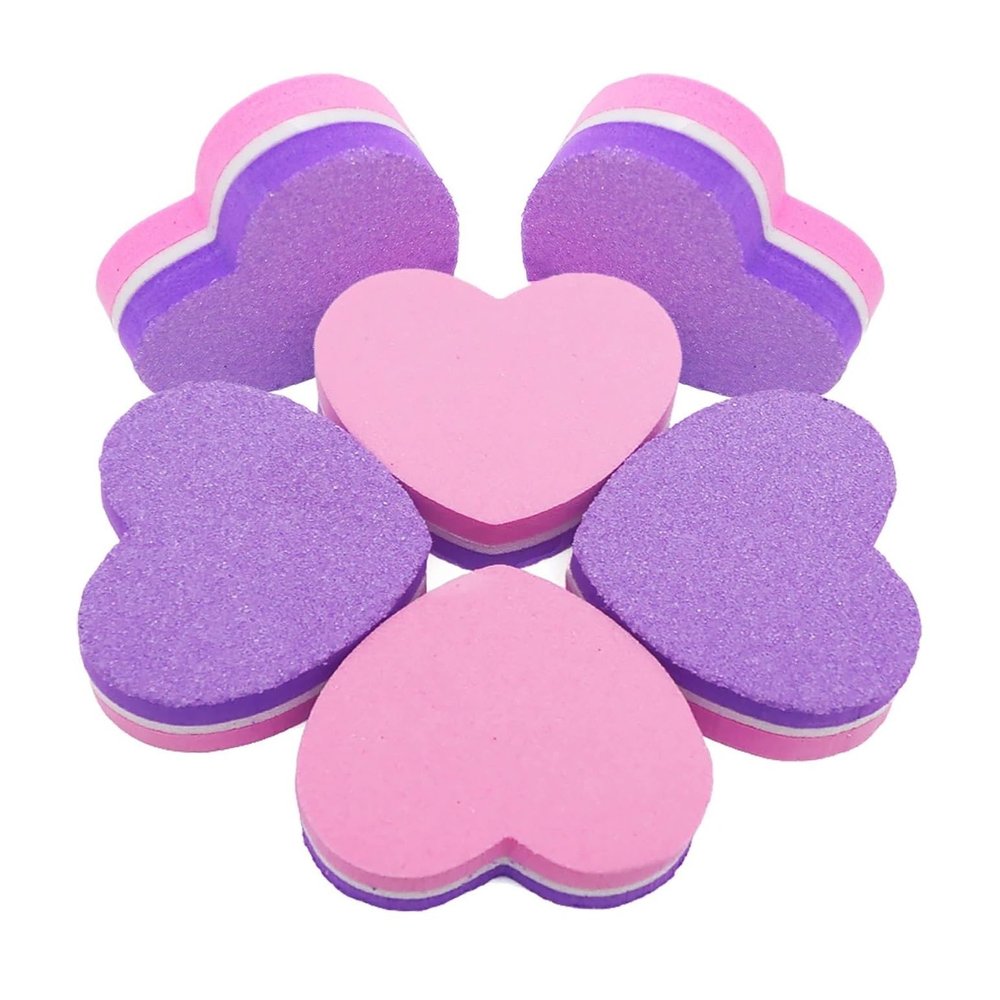 10/20/50 Pcs Purple Pink Heart Nail Files Buffer Block Removel Gel Polish Professional Material Nail Pedicure Manicure Tools(10Pcs)