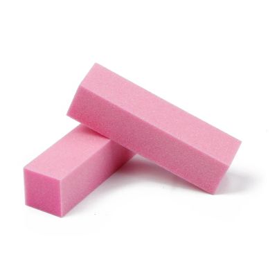 2Pcs Nail Buffer Blocks, 4 Sided Sponge Buffering Blocks for Acrylic, Natural Nail Cares, Professional Manicure(Pink)