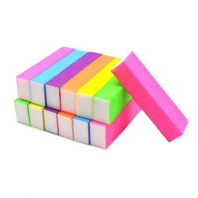 10/20 Pcs Sponge Nails Sanding Buffer Block Fingernail Grinding Polishing Nail Files Neon Colorful Manicure Pedicure Tools DIY(10 Pcs Neon Yellow)