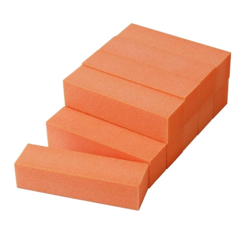 10PCS Nail Art Buffer Grinder Buffing Block White Nail File for Pedicure Tips Manicure Care Sponge Buffer Gel Polish Accessories Tools(Orange)