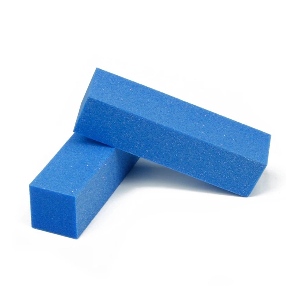 2Pcs Nail Buffer Blocks, 4 Sided Sponge Buffering Blocks for Acrylic, Natural Nail Cares, Professional Manicure(Blue)