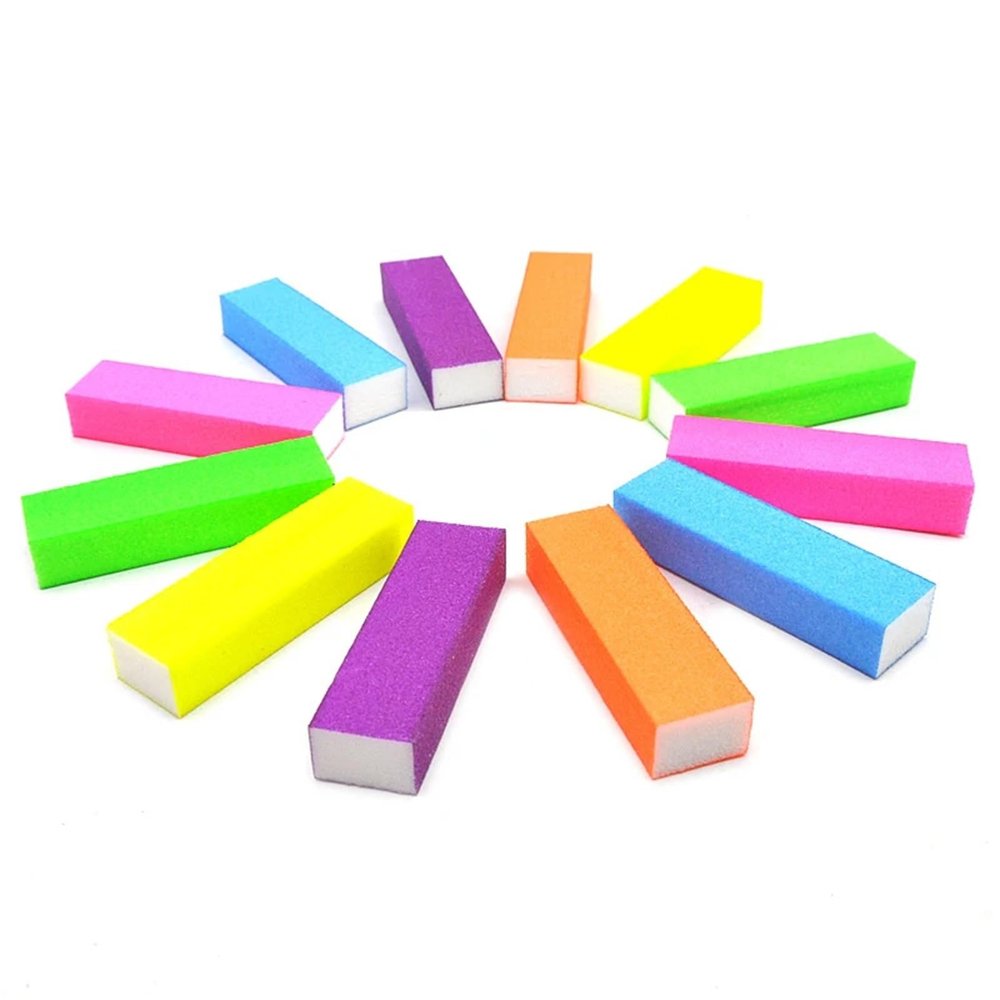 50/100 Pcs Sponge Nail File Buffer Block Buffing Sanding Professional Nail degreaser Tools Pedicure Manicure(50 Pcs Neon Green)