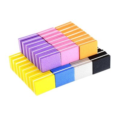 100/200 Pcs/Lot Double-Sided Nail File 100/180 Gel Polish Sponge Nails Buffer Block Professional Manicure Accessories(100Pcs-Purple)