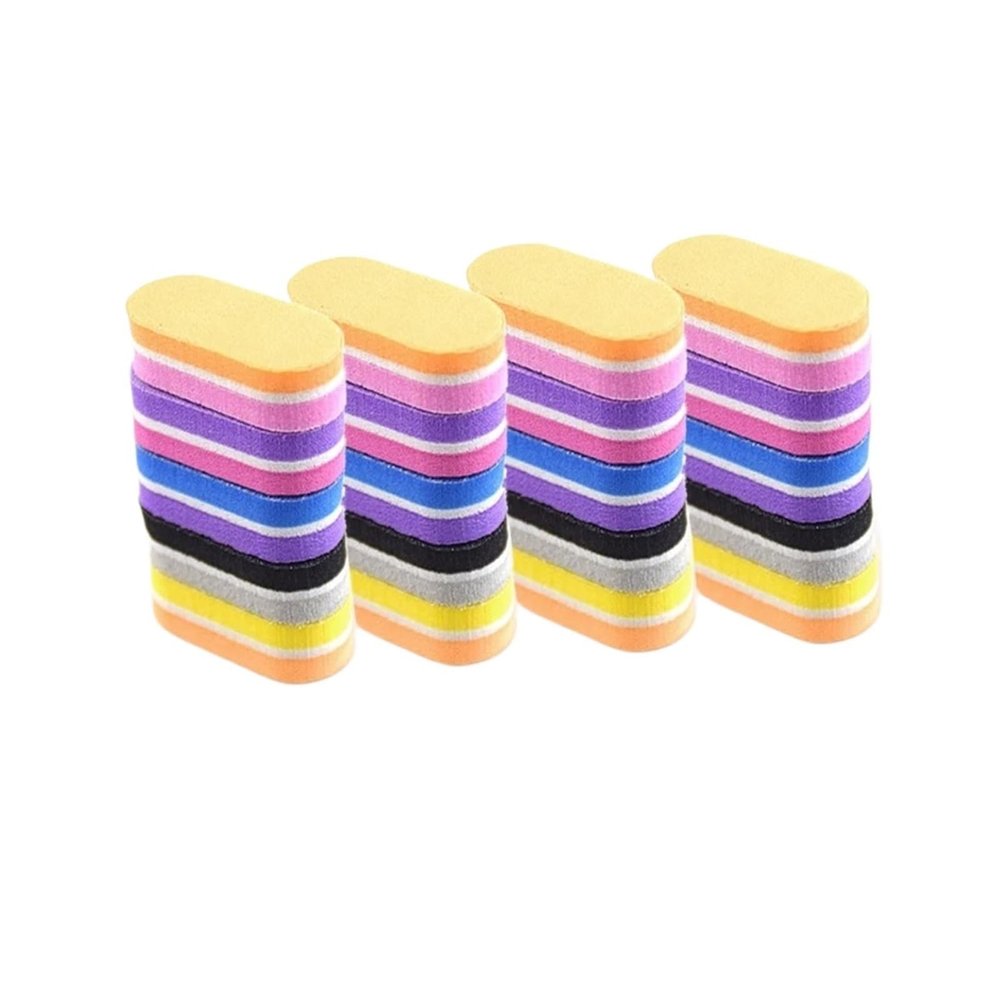 50 Pcs Double Color Nail Sponge Files Buffer Block Buffing Sanding Nails File Pedicure Manicure Tools Gel Nail Accessories(Pink Orange)
