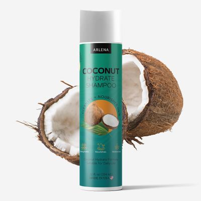 Arlena Coconut Shampoo  Moisturizing Sulfate-Free Shampoo with Coconut Oil, Argan & Shea Butter  Nourishing Hair Cleanser for Dry & Curly Hair  12 fl oz