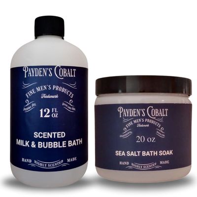 Payden's Cobalt Blue Woods for Men Scented Milk Bath & Sea Salt Bath Soak Set