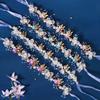 YUEKISEN Bridal Pearl Wedding Headband Gold Leaf White Flower Headpiece Princess Fairy Flower Headband Floral Hair Accessories for Women Photography Party Prom (Blue) view 4